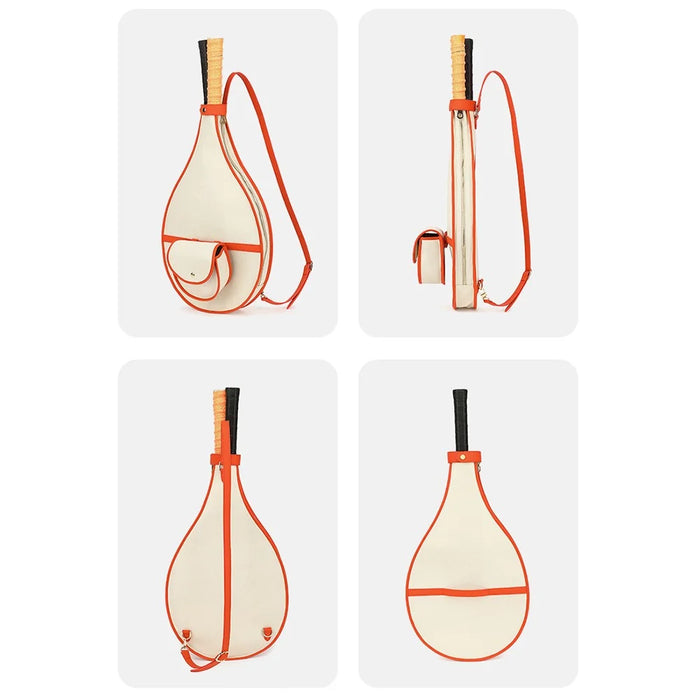 891 Women Retro Tennis Badminton Racket Storage Single Shoulder Crossbody Bag, 31x7x50cm - Orange - 2