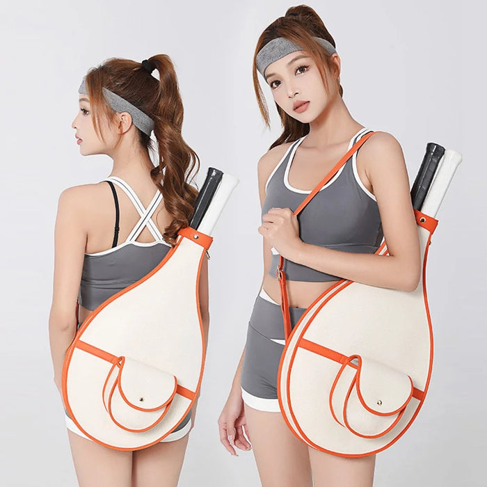 891 Women Retro Tennis Badminton Racket Storage Single Shoulder Crossbody Bag, 31x7x50cm - Orange - 3