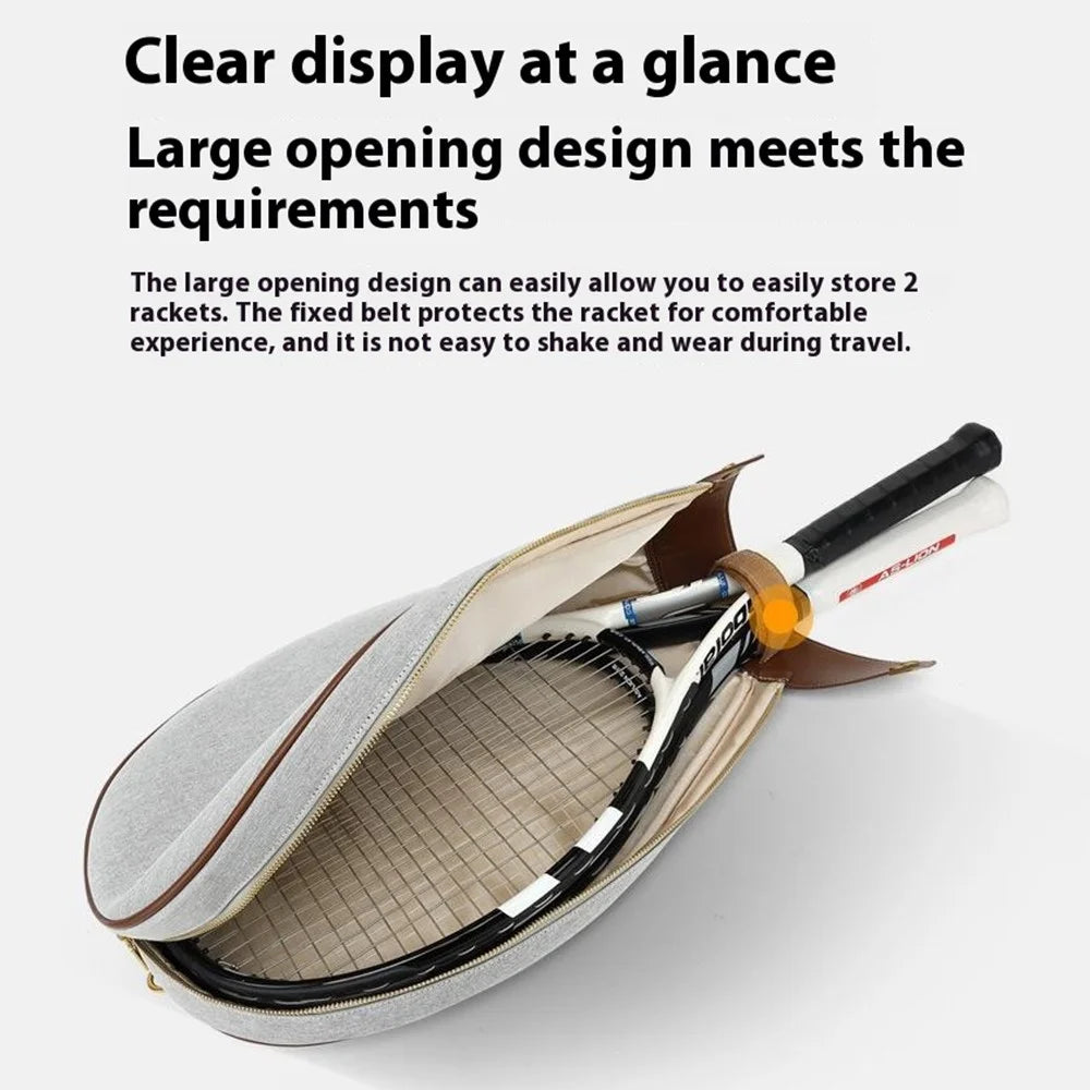 Squash Tennis Badminton Racket Carrying Bag Stylish Single Shoulder Crossbody Bag, 31x7x50cm - Grey - 4