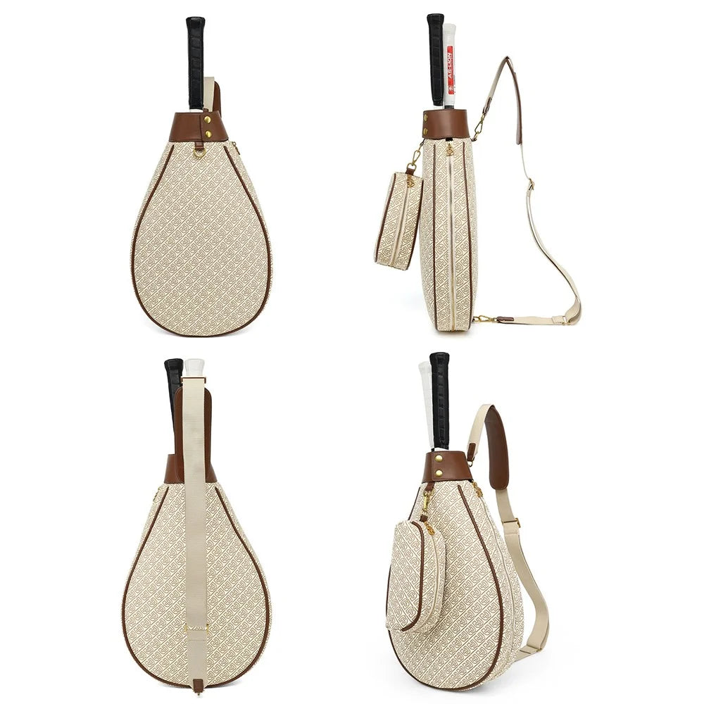Squash Tennis Badminton Racket Carrying Bag Stylish Single Shoulder Crossbody Bag, 31x7x50cm - Grey - 6