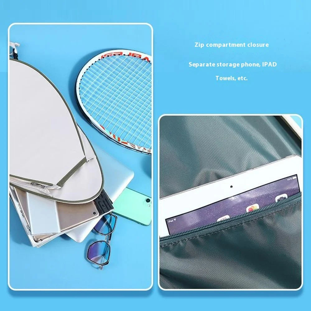 5618 28x7x47cm Tennis Bag Badminton Racket Sling Backpack Crossbody Bag for Men, Women - Black Grid - 4
