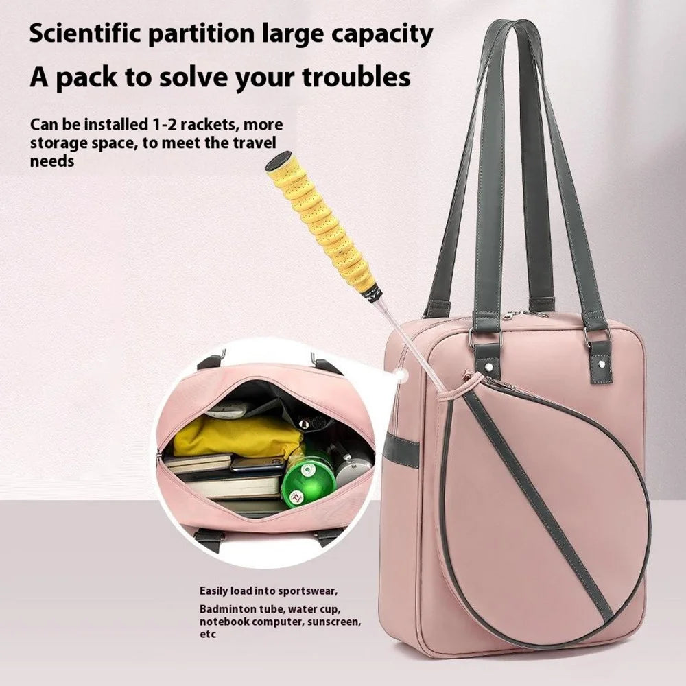 5611 30x39x11cm Badminton Racket Storage Bag Shoulder Bag Handbag Gym Tote Bag - Pink - 2