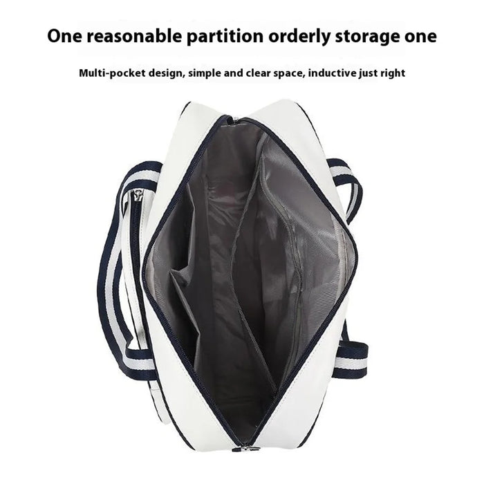 5625 PU Leather Racket Storage Bag Handbag Gym Bag Crossbody Shoulder Bag - Dark Blue - 4