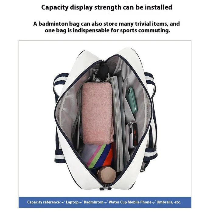 5625 PU Leather Racket Storage Bag Handbag Gym Bag Crossbody Shoulder Bag - Dark Blue - 6