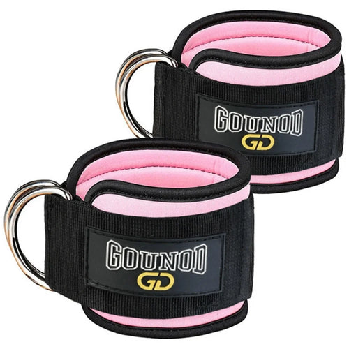 GOUNOD HJ026 1 Pair Fitness Ankle Straps with D Ring Gym Leg Strength Workouts Pulley - Pink - 1