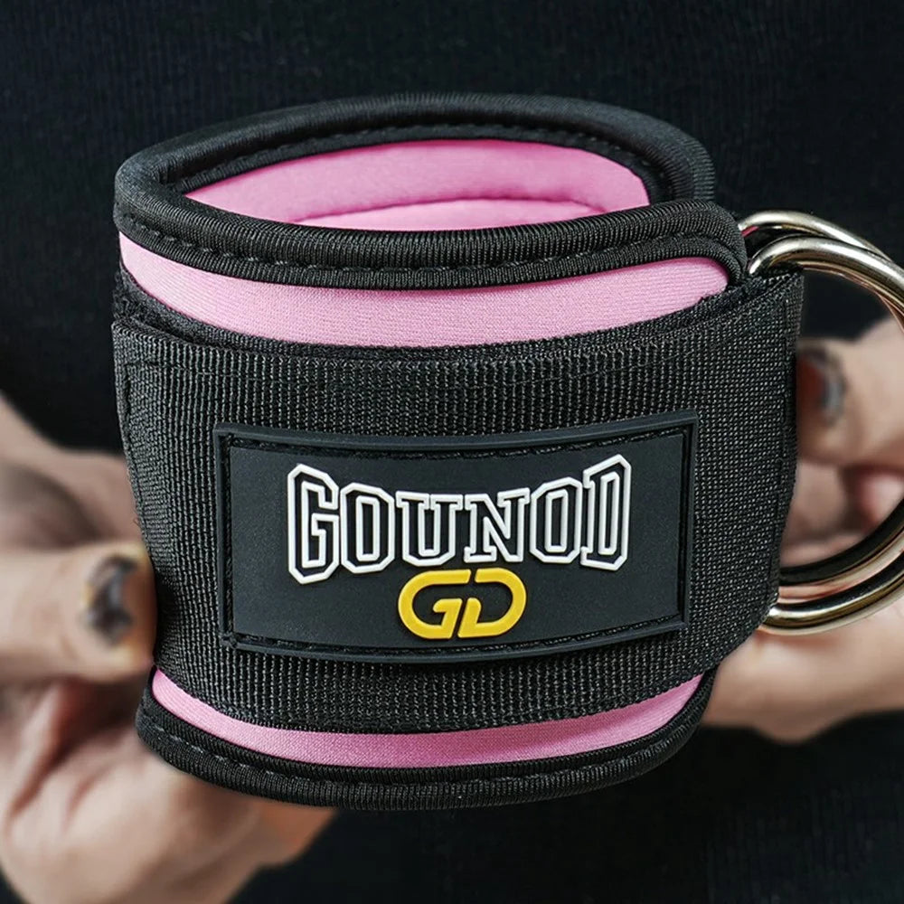 GOUNOD HJ026 1 Pair Fitness Ankle Straps with D Ring Gym Leg Strength Workouts Pulley - Pink - 5