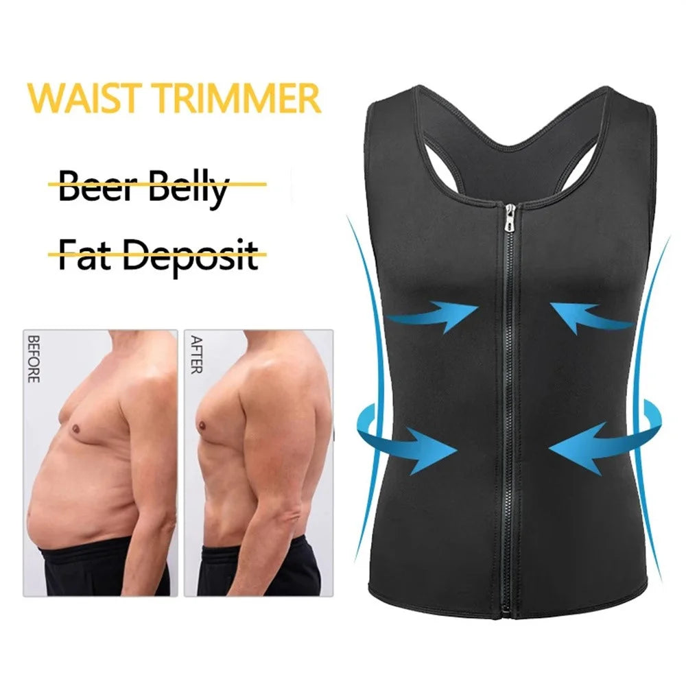 8815 Men Compression Vest for Slimming Sauna Sweat Body Shaper Undershirt Tummy Control Weight Loss Waist Trainer - S - 3