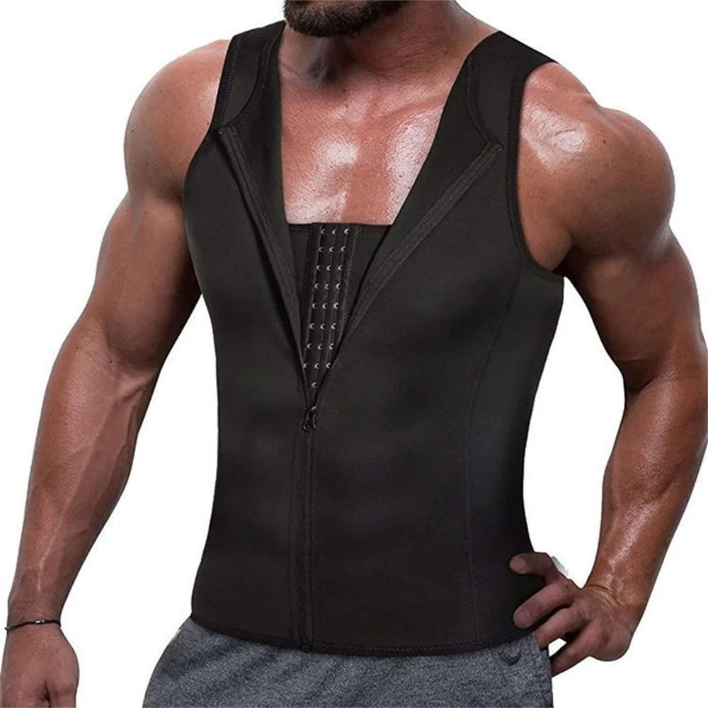8815 Men Compression Vest for Slimming Sauna Sweat Body Shaper Undershirt Tummy Control Weight Loss Waist Trainer - S - 4