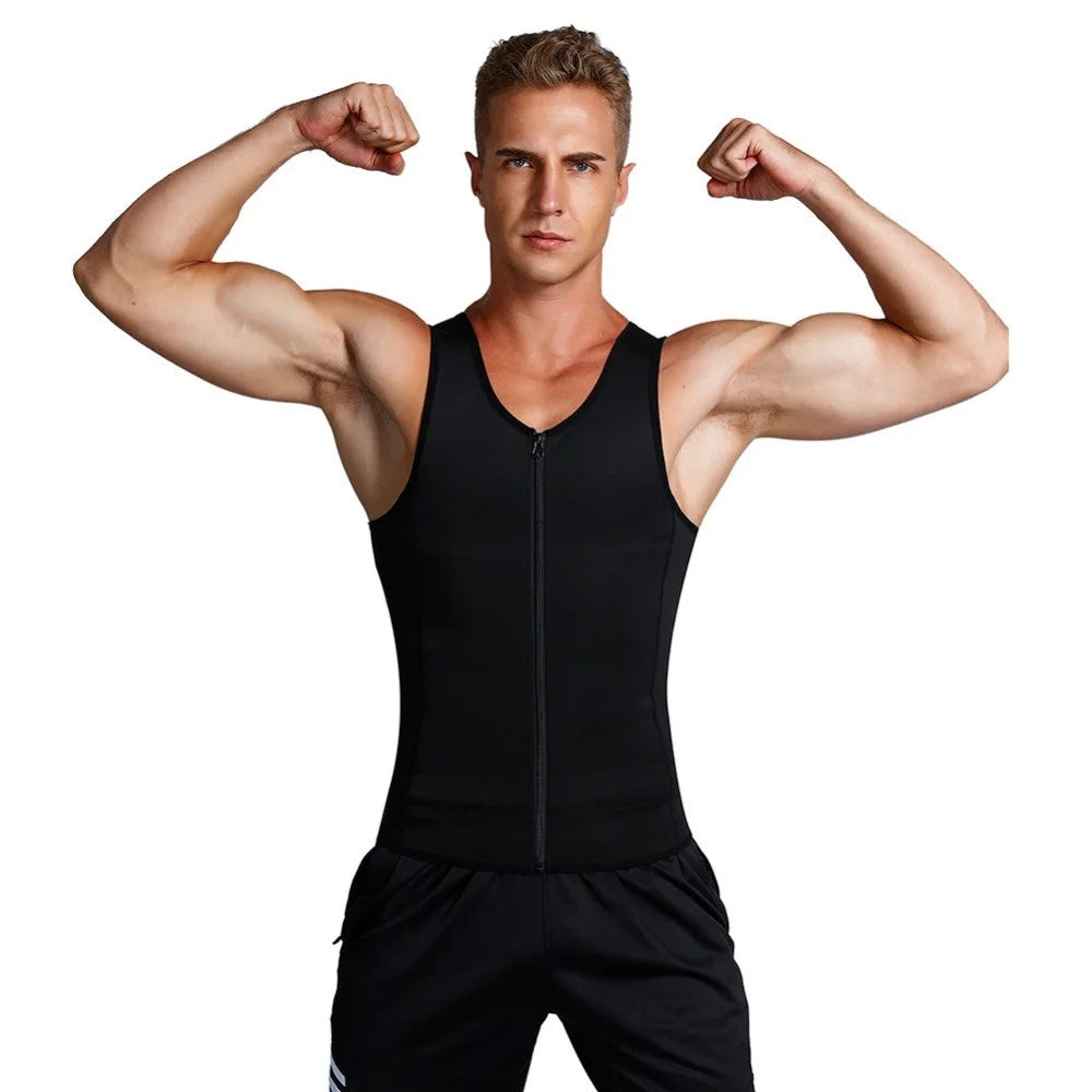 8815 Men Compression Vest for Slimming Sauna Sweat Body Shaper Undershirt Tummy Control Weight Loss Waist Trainer - S - 6