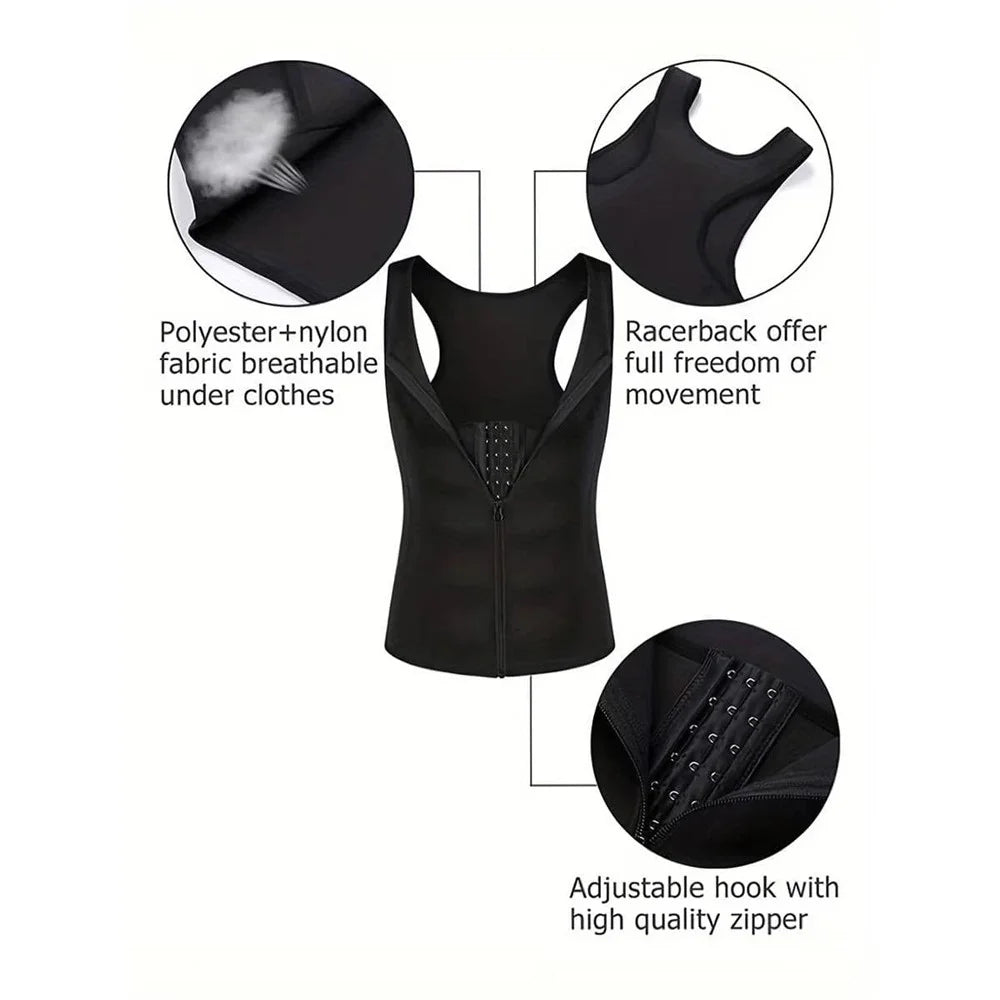 8815 Men Compression Vest for Slimming Sauna Sweat Body Shaper Undershirt Tummy Control Weight Loss Waist Trainer - S - 7
