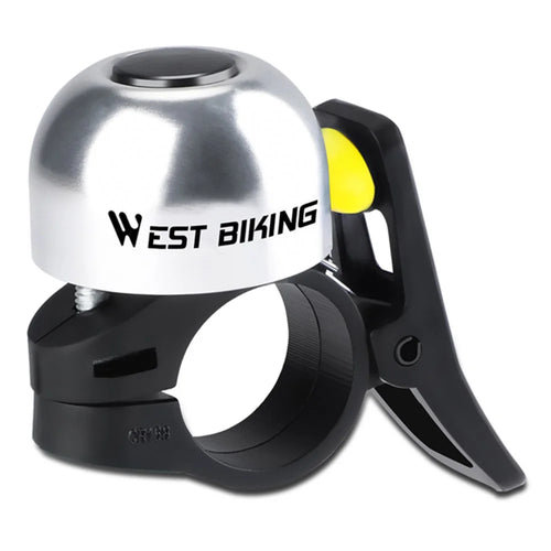 WEST BIKING YP0706059 Bicycle Thumb Bell Aluminum Alloy Crisp Sound Warning Alarm Handlebar Horn - Silver+Yellow - 1