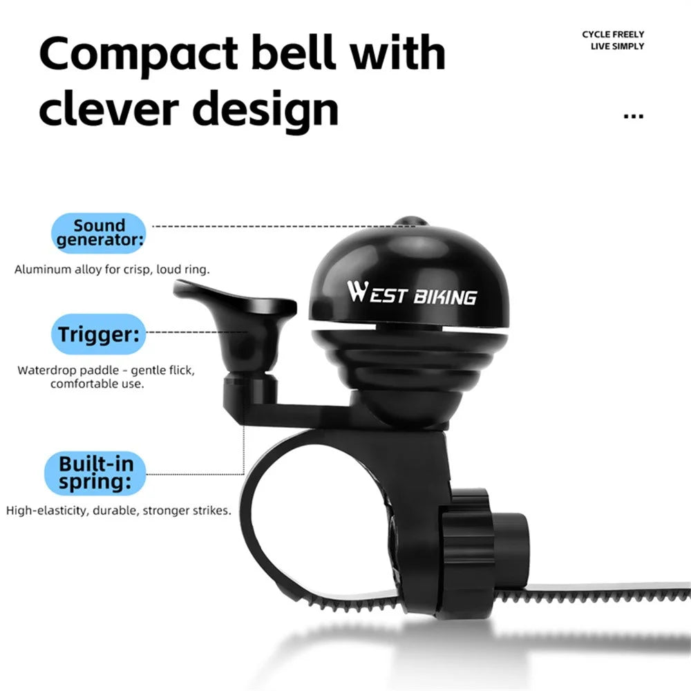 WEST BIKING YP0706057 Bicycle Bell for Mountain Road Bike High Decibel Cycling Warning Horn - Black - 7