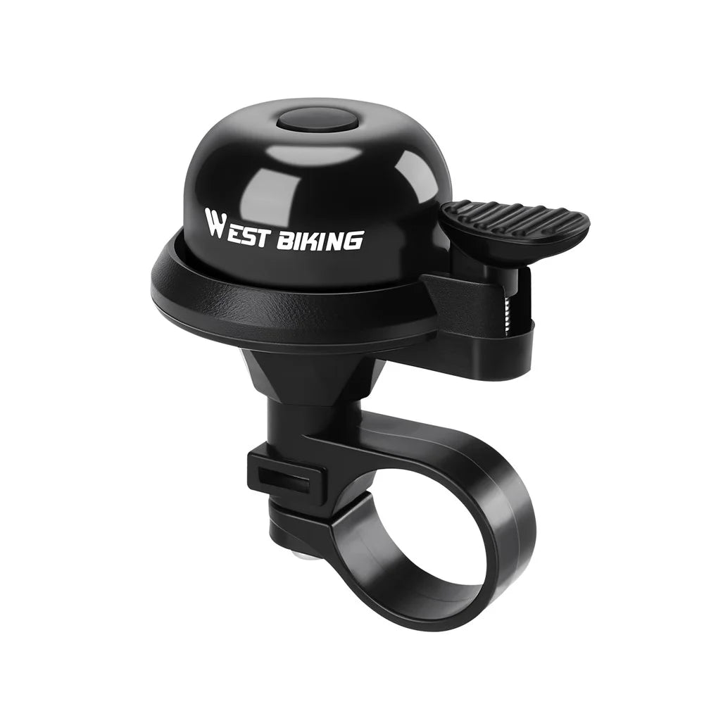 WEST BIKING Aluminum Alloy Bicycle Bell for Road Mountain Bike Horn Waterproof Safety Warning Alarm - Black / Style A - 2