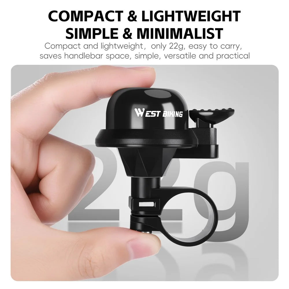 WEST BIKING Aluminum Alloy Bicycle Bell for Road Mountain Bike Horn Waterproof Safety Warning Alarm - Black / Style A - 4