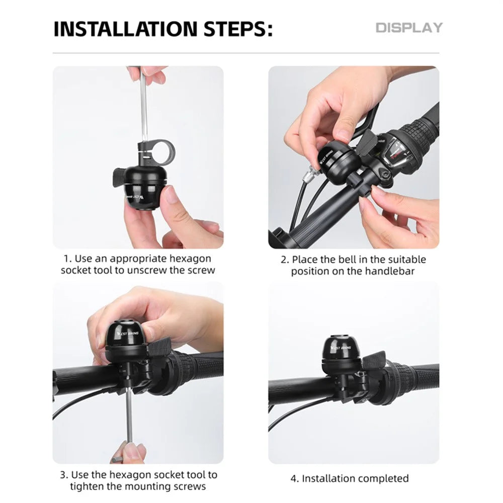 WEST BIKING YP0706064 Aluminum Alloy Bike Bell Anti Slip Striker Bicycle Cycling Bell for Mountain Bike - 7