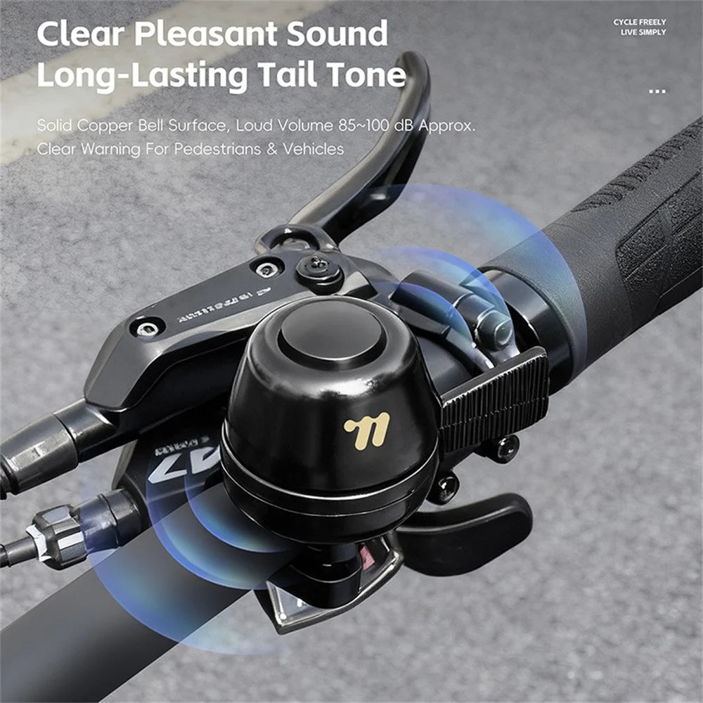 WEST BIKING YP0706065 Copper Bicycle Bell with Adjustable Spring Paddle for Mountain Road Bike Clear Sound Cycling Warning Bell - Black - 3