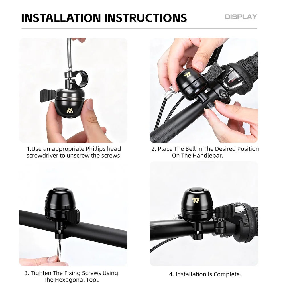 WEST BIKING YP0706065 Copper Bicycle Bell with Adjustable Spring Paddle for Mountain Road Bike Clear Sound Cycling Warning Bell - Black - 7