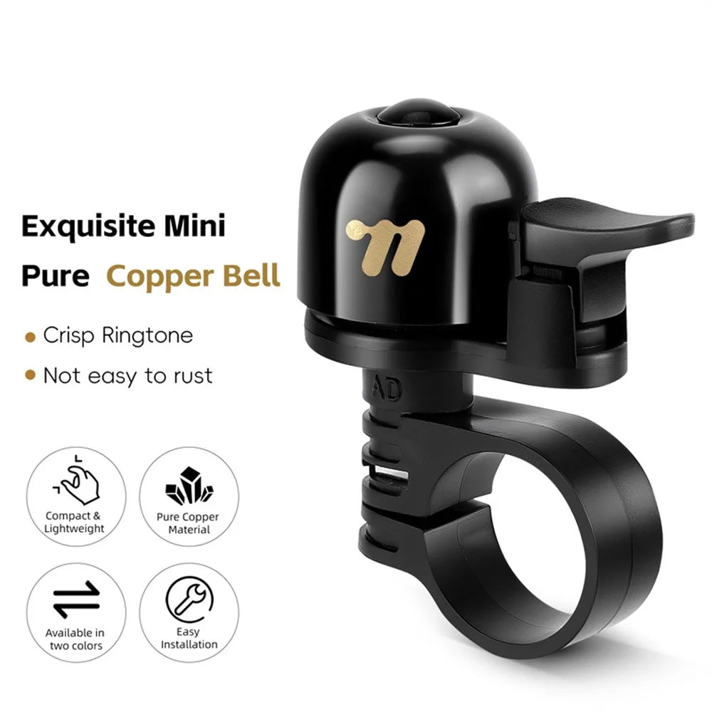 WEST BIKING YP0706066 Copper Bike Bell Loud Crisp Bicycle Warning Ring Anti Slip for Mountain Road Bike - Black - 3