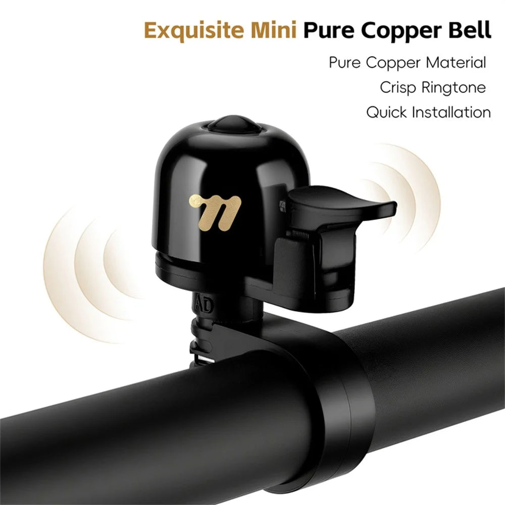 WEST BIKING YP0706066 Copper Bike Bell Loud Crisp Bicycle Warning Ring Anti Slip for Mountain Road Bike - Black - 4