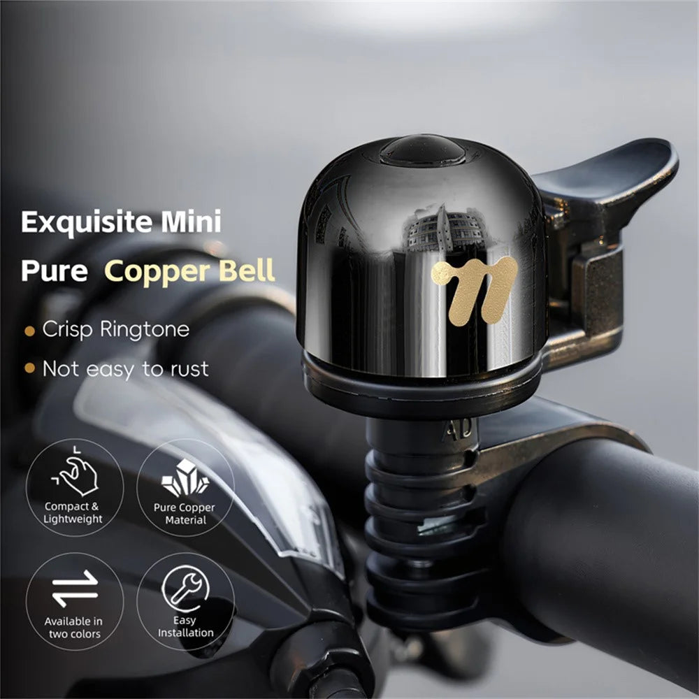 WEST BIKING YP0706066 Copper Bike Bell Loud Crisp Bicycle Warning Ring Anti Slip for Mountain Road Bike - Black - 5