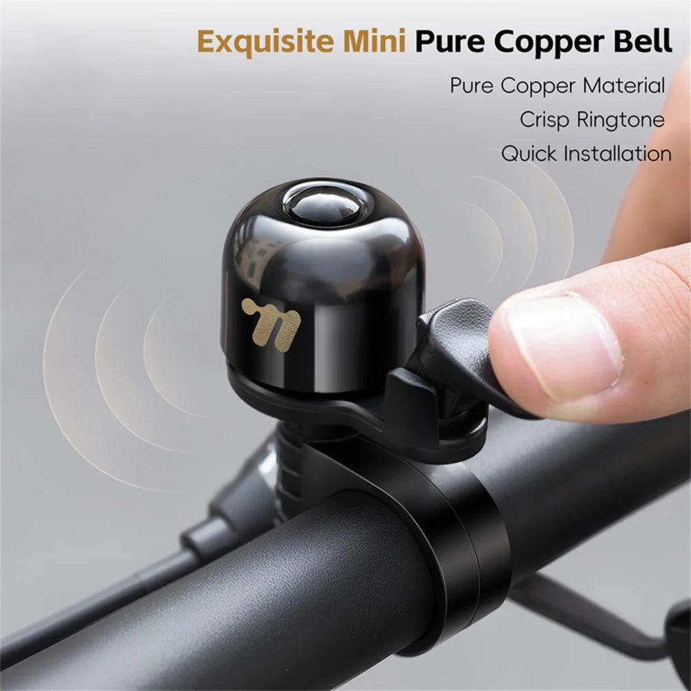 WEST BIKING YP0706066 Copper Bike Bell Loud Crisp Bicycle Warning Ring Anti Slip for Mountain Road Bike - Black - 6