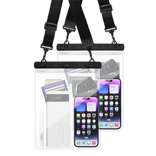 IPX8 Waterproof Dry Case Bag for Phones Tablets Up to 13 inch ABS PVC Sealed Touchscreen Floating Pouch - Black - 1