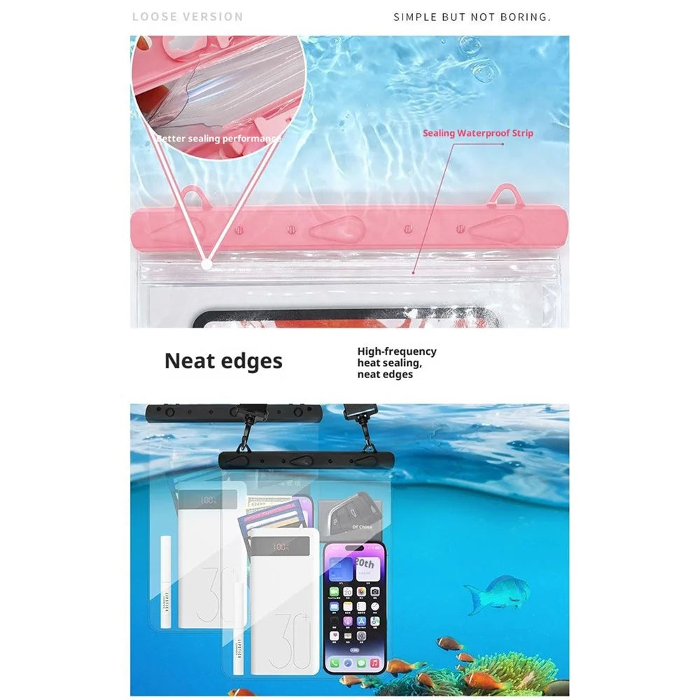 IPX8 Waterproof Dry Case Bag for Phones Tablets Up to 13 inch ABS PVC Sealed Touchscreen Floating Pouch - Black - 5