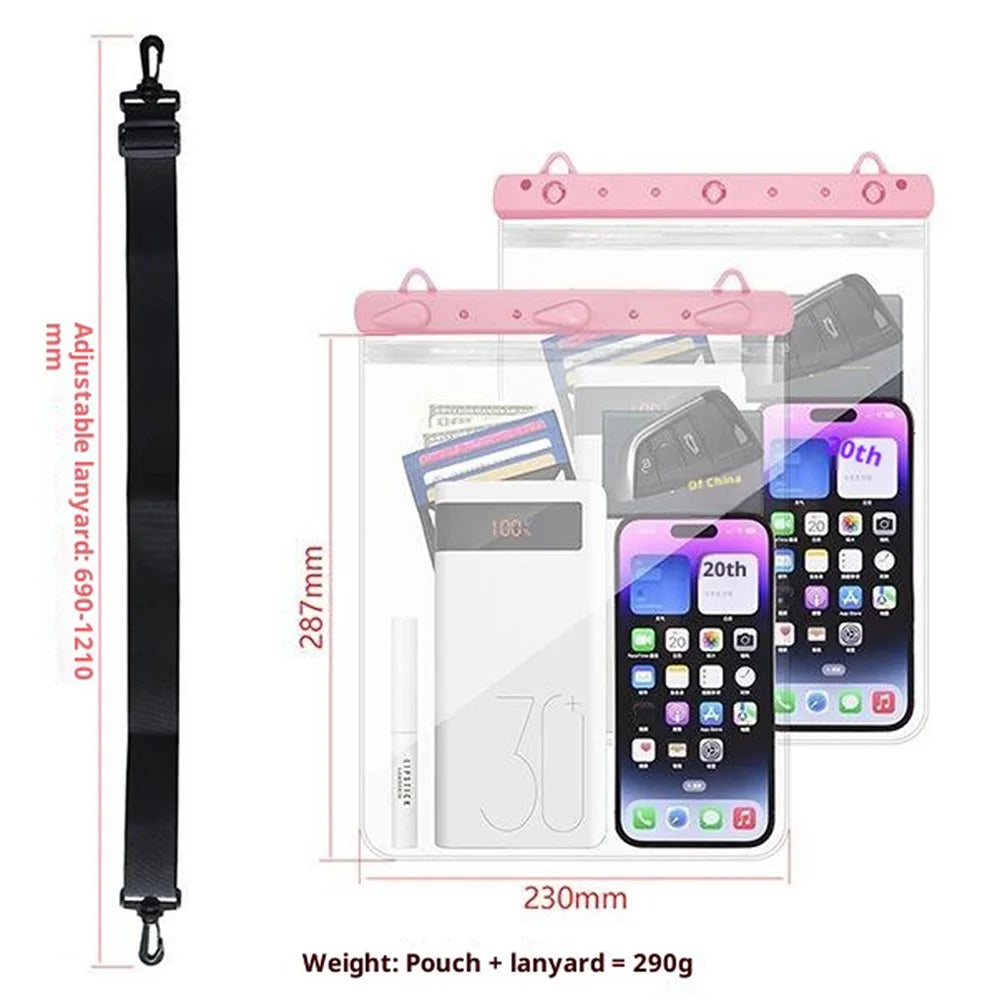 IPX8 Waterproof Dry Case Bag for Phones Tablets Up to 13 inch ABS PVC Sealed Touchscreen Floating Pouch - Black - 7