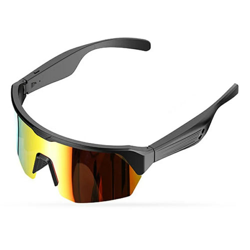 YJ006 2 in 1 Bluetooth-Compatible Smart Glasses UV400 Windproof Bike Audio Sunglasses 130mAh Type-C Fast Charging - Electroplated Orange Lens - 1