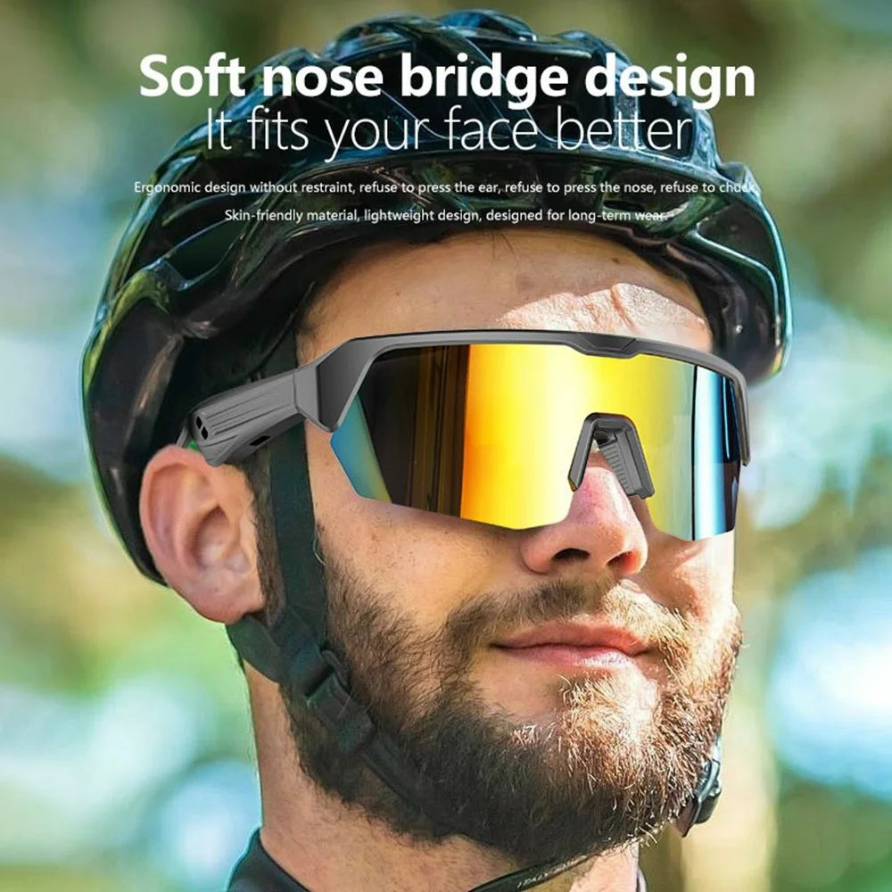 YJ006 2 in 1 Bluetooth-Compatible Smart Glasses UV400 Windproof Bike Audio Sunglasses 130mAh Type-C Fast Charging - Electroplated Orange Lens - 3