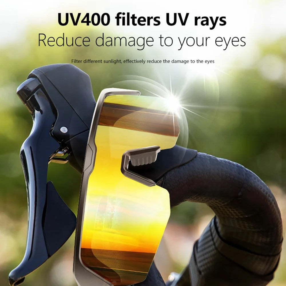 YJ006 2 in 1 Bluetooth-Compatible Smart Glasses UV400 Windproof Bike Audio Sunglasses 130mAh Type-C Fast Charging - Electroplated Orange Lens - 5