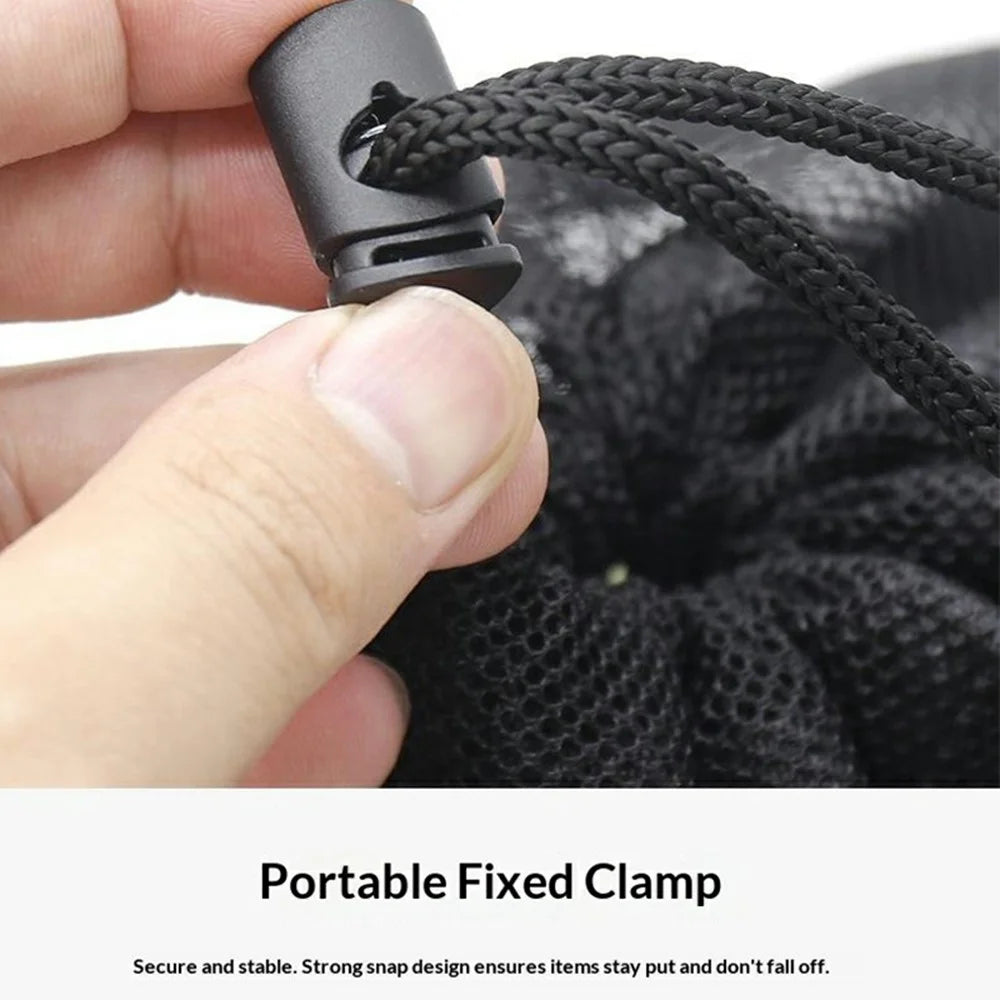 16L Drawstring Mesh Bag Waterproof Leather Base Sports Ball Organizer with Hanging Hook for Basketball - Black - 5