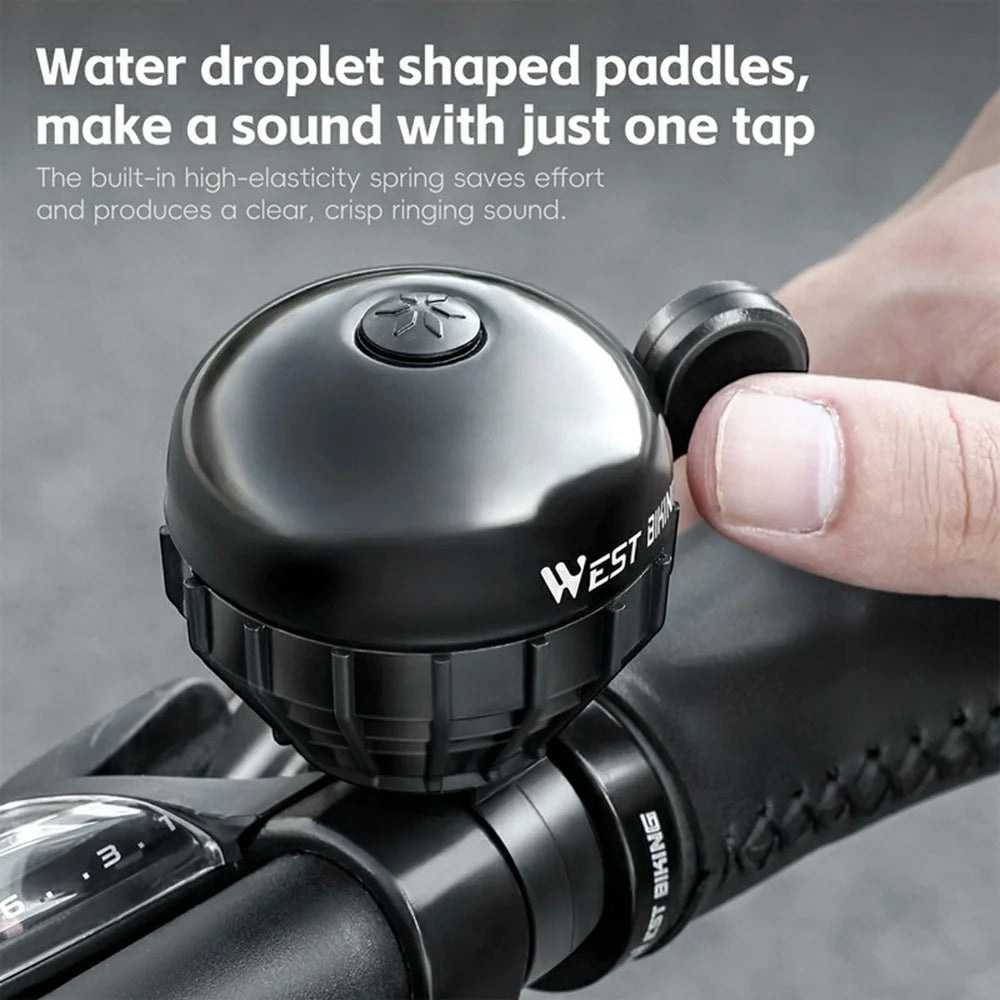 WEST BIKING YP0706061 Aluminum Alloy Bicycle Thumb Bell Waterproof Rustproof High Decibel Cycling Warning Horn - Black - 4