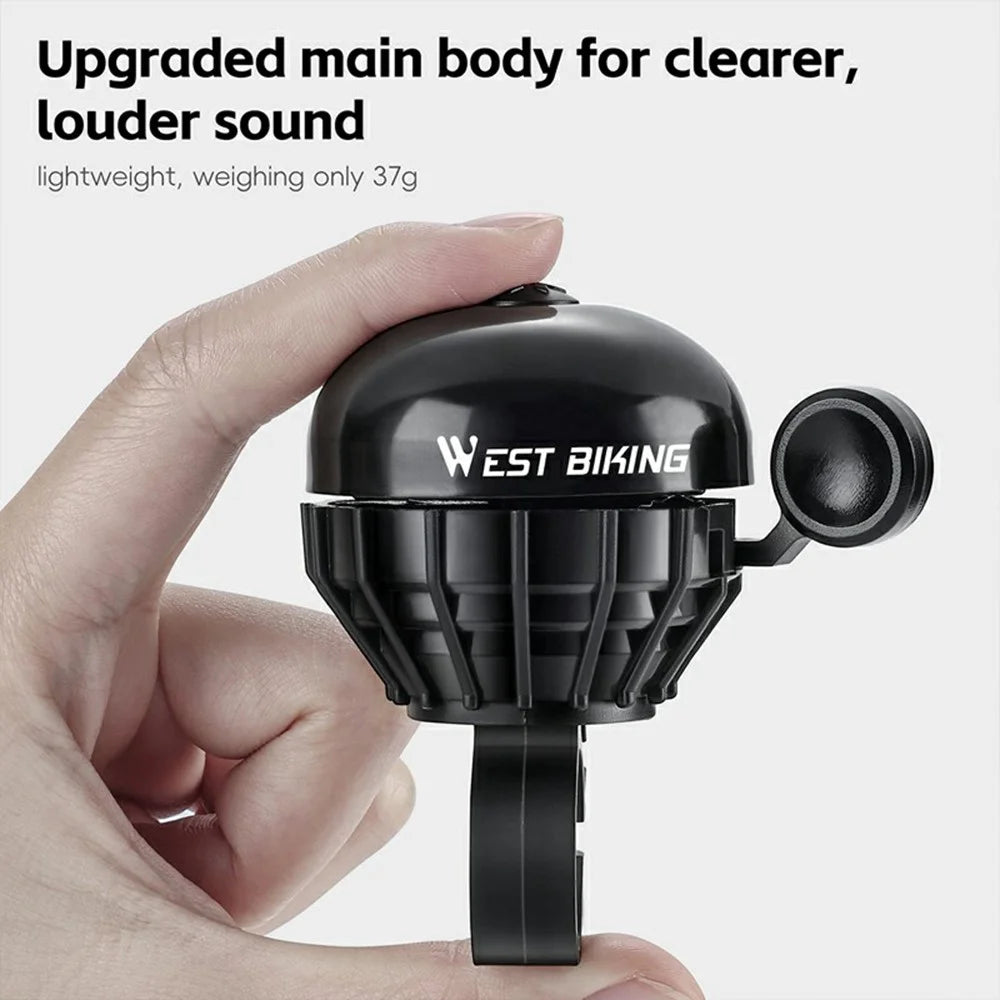 WEST BIKING YP0706061 Aluminum Alloy Bicycle Thumb Bell Waterproof Rustproof High Decibel Cycling Warning Horn - Black - 5