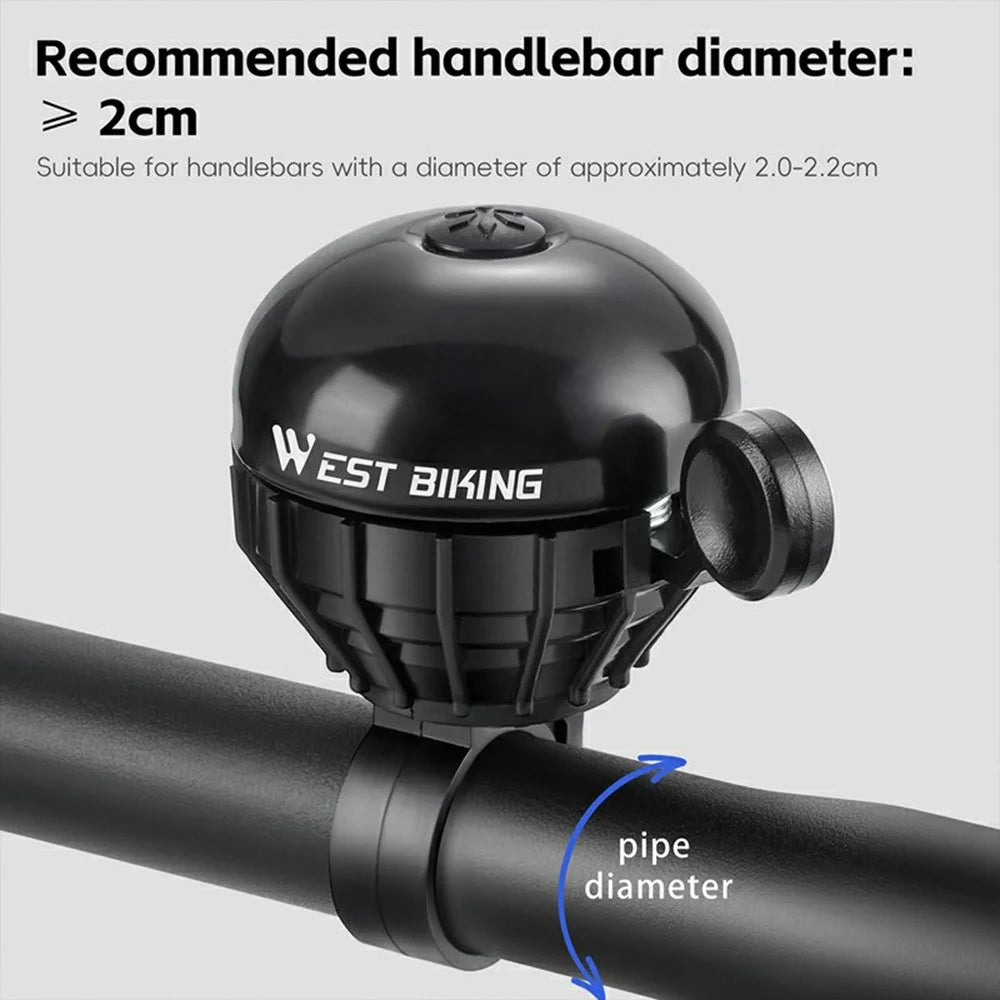 WEST BIKING YP0706061 Aluminum Alloy Bicycle Thumb Bell Waterproof Rustproof High Decibel Cycling Warning Horn - Black - 7