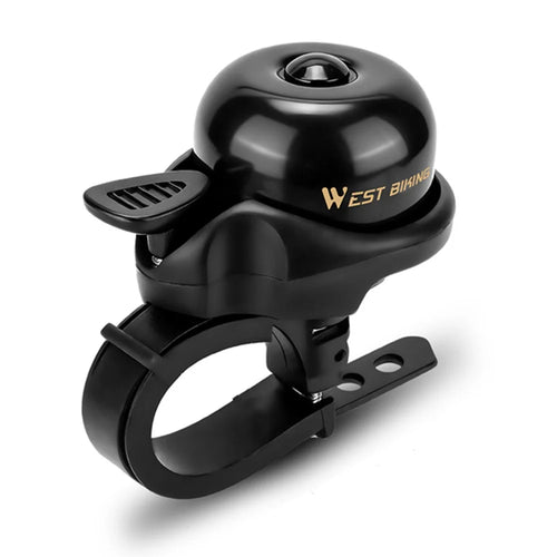 WEST BIKING YP0706069 Bicycle Bell Clear Sound Mini Brass Bell Adjustable Mount for 19-31.8mm Handlebar - Black - 1