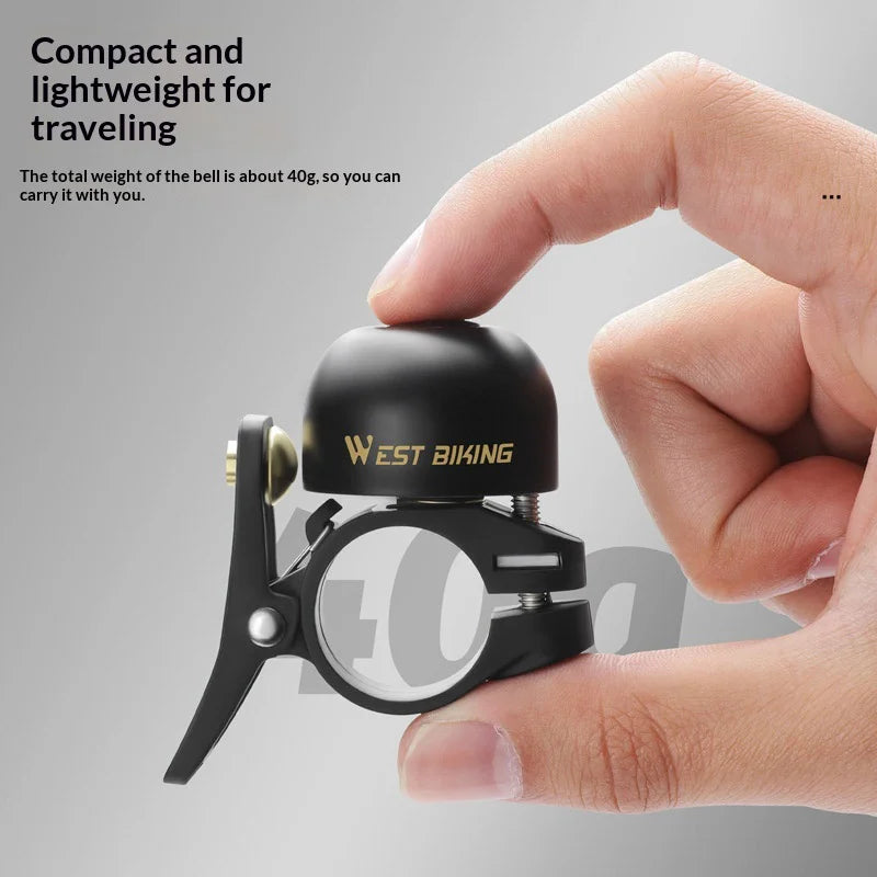 WEST BIKING YP0706072 Copper Alloy Bicycle Bell High Decibel Crisp Sound Mountain Road Bike Safety Horn - Black - 4