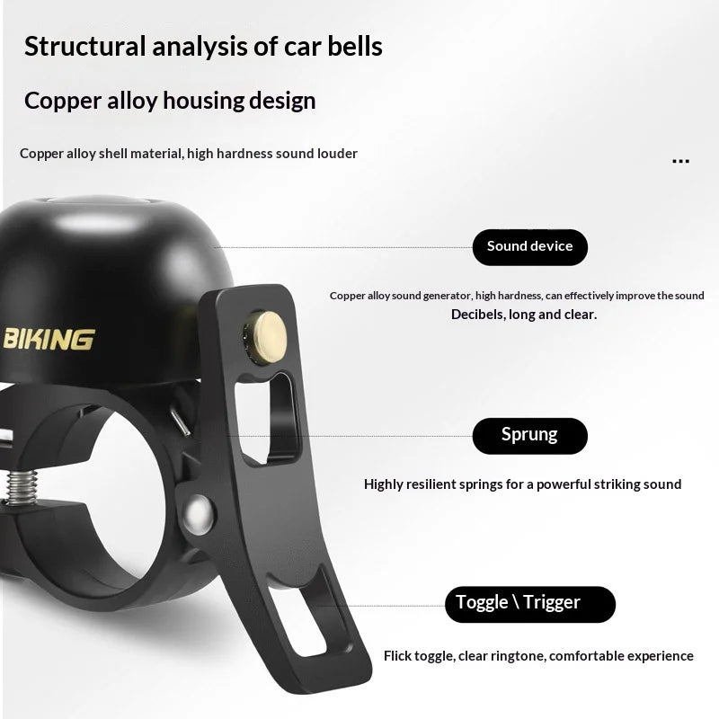 WEST BIKING YP0706072 Copper Alloy Bicycle Bell High Decibel Crisp Sound Mountain Road Bike Safety Horn - Black - 5