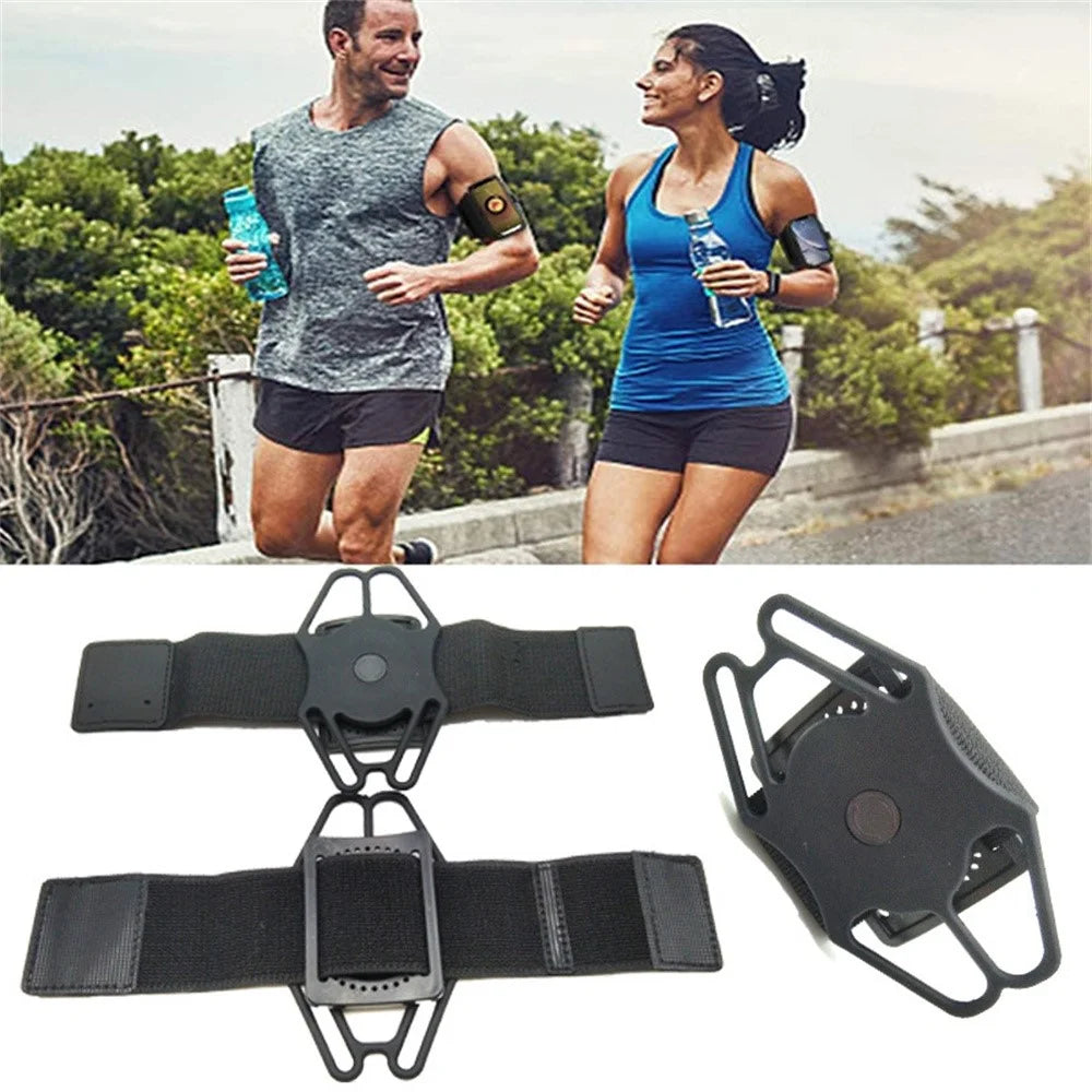 Phone Armband for Running Cycling Sports Adjustable Arm Band Holder with Magic Tape - Black - 2