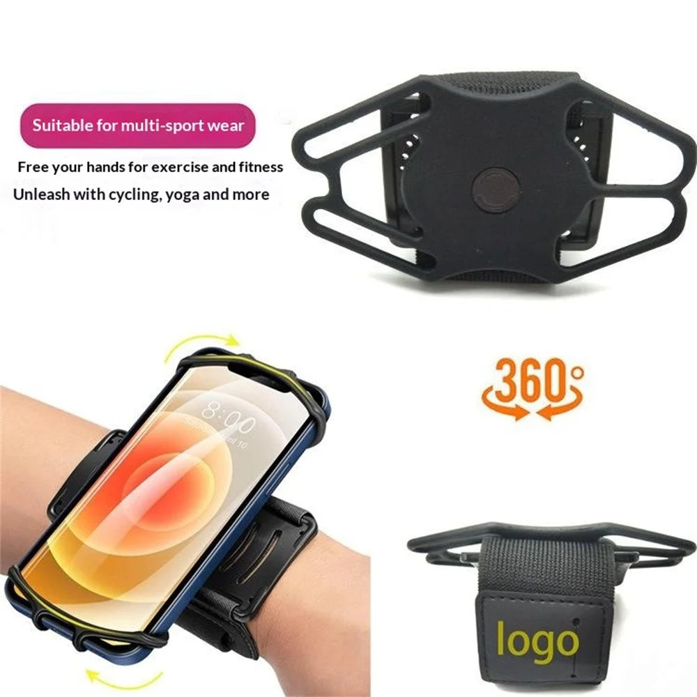 Phone Armband for Running Cycling Sports Adjustable Arm Band Holder with Magic Tape - Black - 3