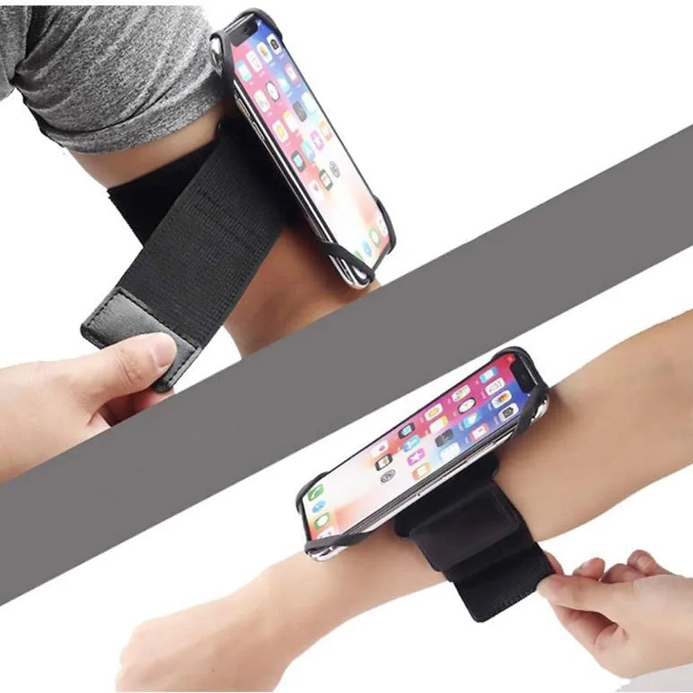 Phone Armband for Running Cycling Sports Adjustable Arm Band Holder with Magic Tape - Black - 5