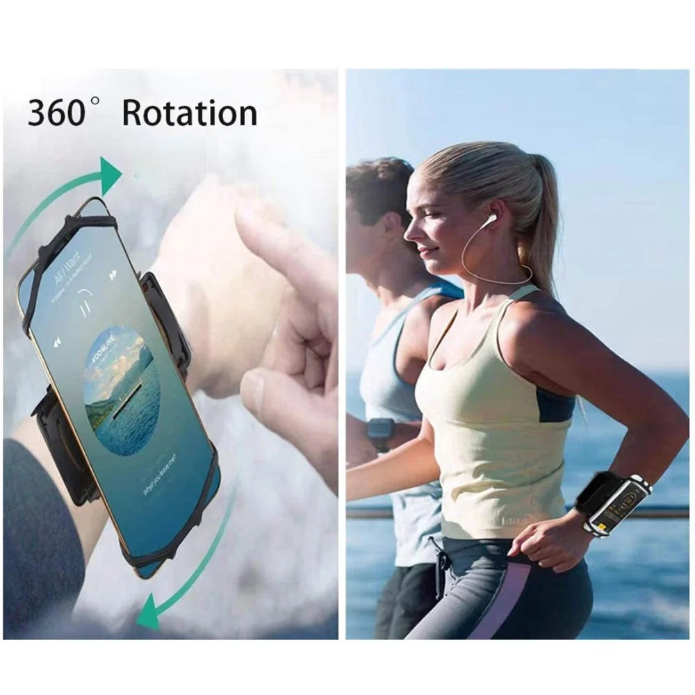 Phone Armband for Running Cycling Sports Adjustable Arm Band Holder with Magic Tape - Black - 7