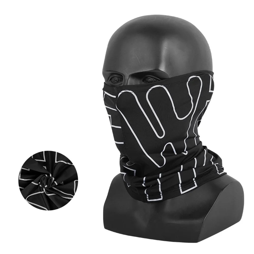 WEST BIKING Summer Cycling UV Protection Face Mask Head Scarf Breathable Ice Silk Neck Gaiter - Black/White - 1