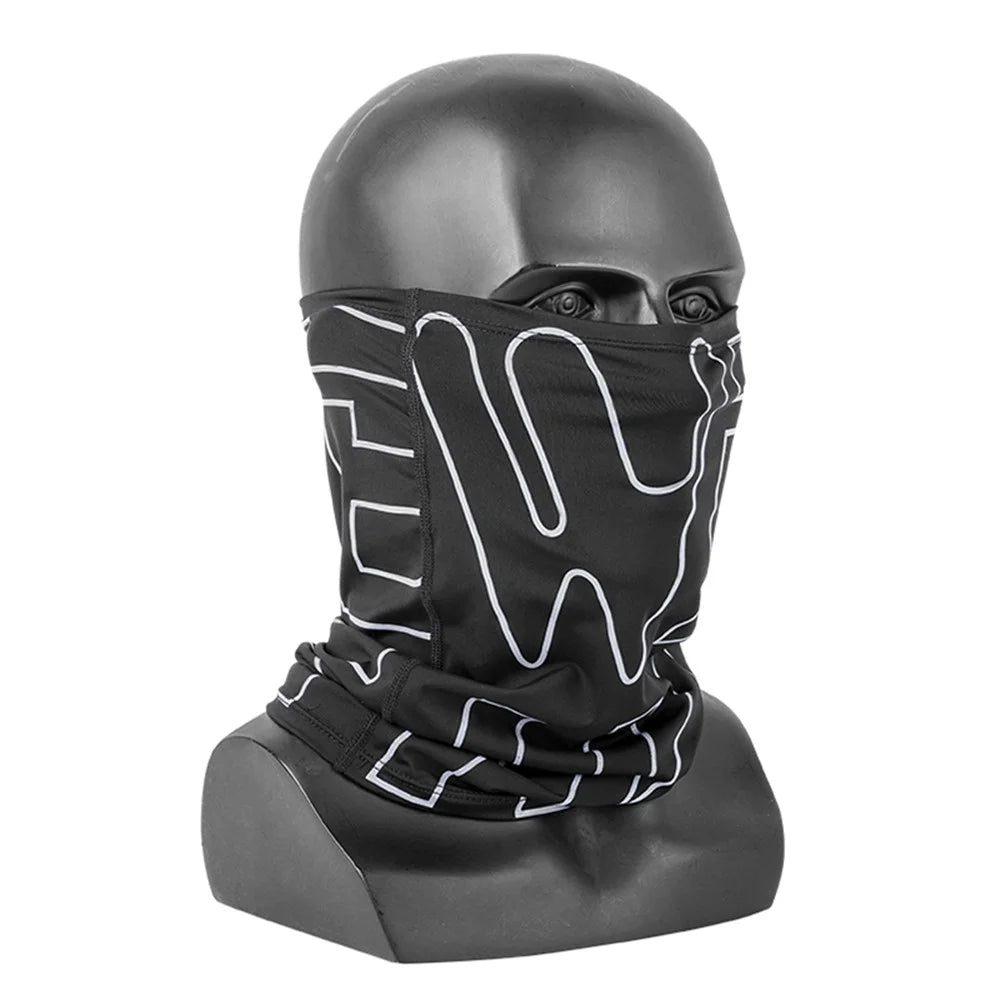 WEST BIKING Summer Cycling UV Protection Face Mask Head Scarf Breathable Ice Silk Neck Gaiter - Black/White - 2