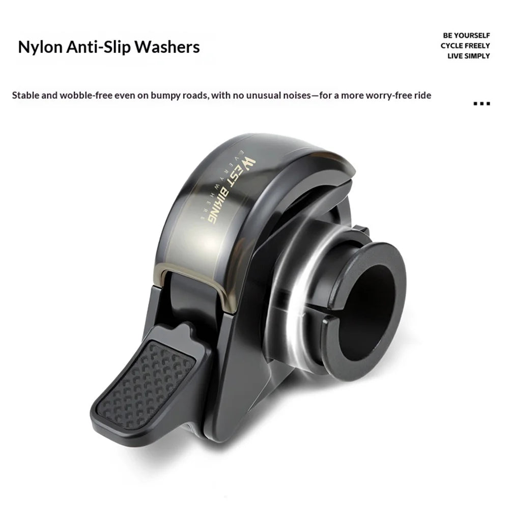 WEST BIKING YP0706076 Aluminum Alloy Bike Bell Whale Design Invisible Bell for Mountain Road Bike Handlebar 22.2-31.8mm - Black - 4