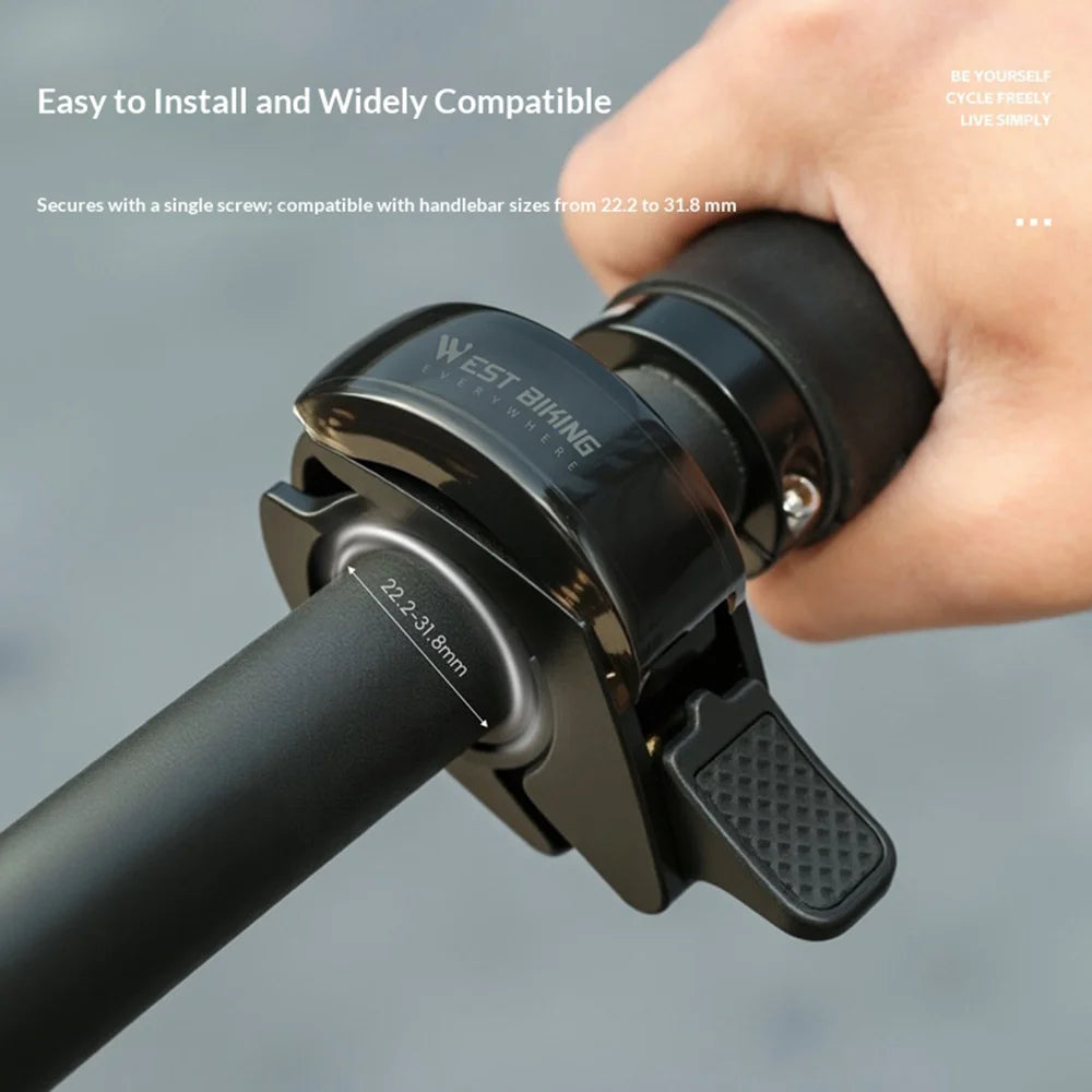 WEST BIKING YP0706076 Aluminum Alloy Bike Bell Whale Design Invisible Bell for Mountain Road Bike Handlebar 22.2-31.8mm - Black - 5