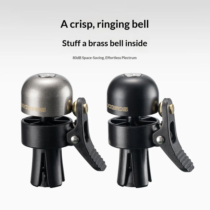 ROCKBROS 340023001 BB2606 Handlebar End Plug Bell 80dB Copper Alloy for Road Bike - Black - 3