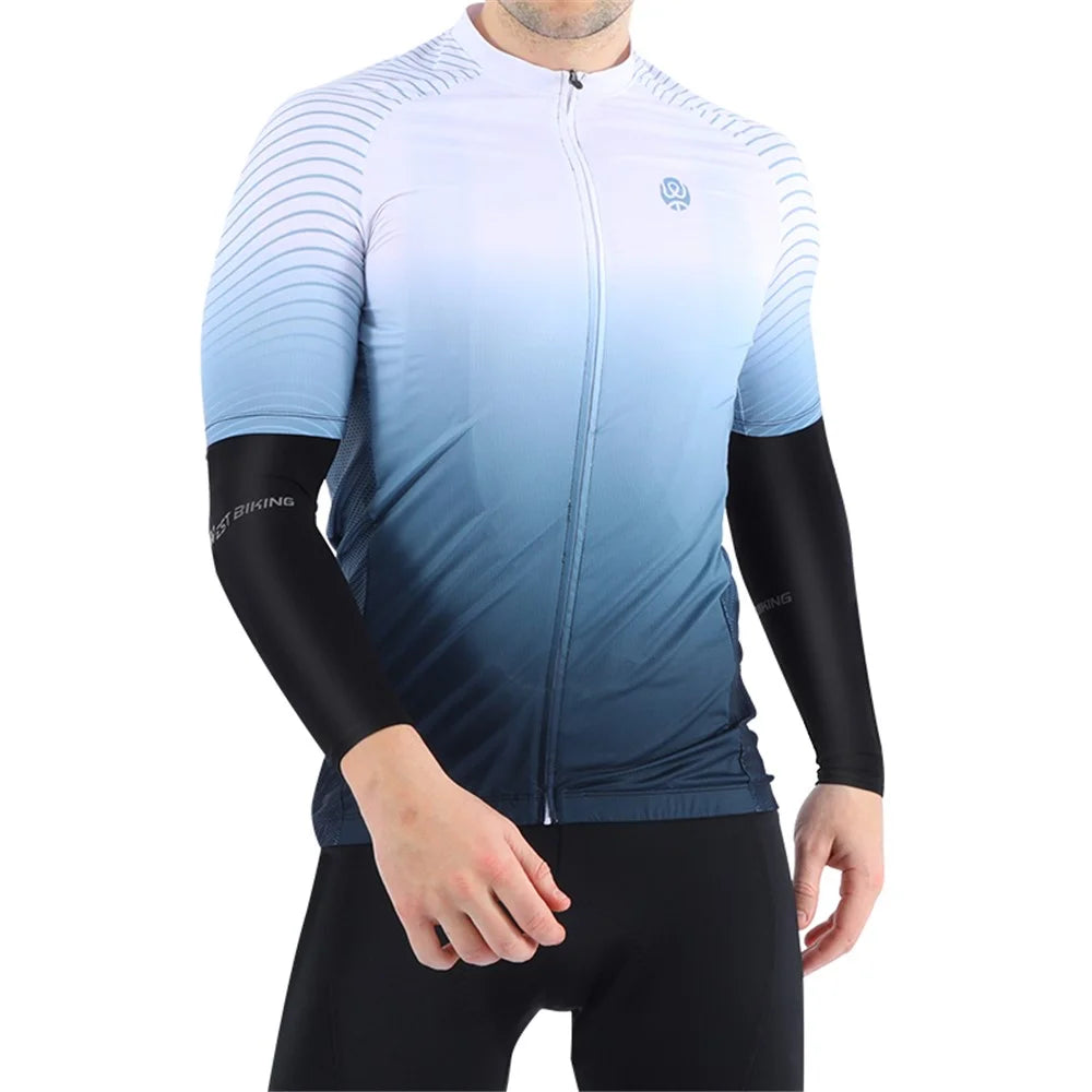 WEST BIKING 1 Pair Outdoor Sports Ice Silk Cooling Sleeves High Stretch Sun Protection Arm Cover - Black - 5