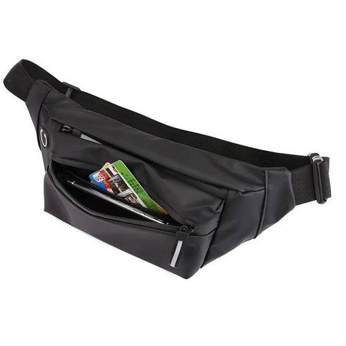 Large Capacity Sports Fanny Pack Waist Chest Bag for Jogging Cycling Hiking - Black - 1