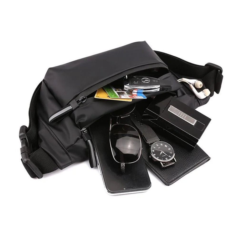 Large Capacity Sports Fanny Pack Waist Chest Bag for Jogging Cycling Hiking - Black - 2